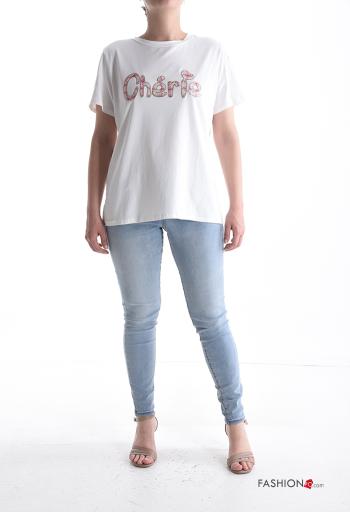 Lettering print short sleeve crew neck Cotton T-shirt - ph 5