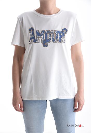 T-shirt in Cotone maniche corte girocollo Fantasia scritta - ph 1