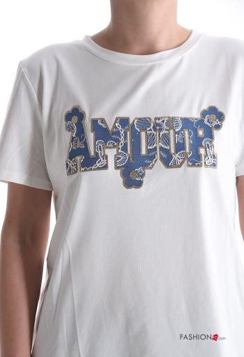 T-shirt in Cotone maniche corte girocollo Fantasia scritta - ph 4