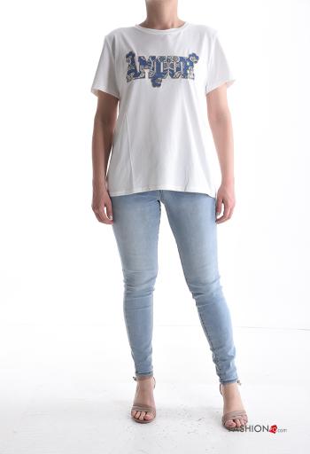 T-shirt in Cotone maniche corte girocollo Fantasia scritta - ph 5