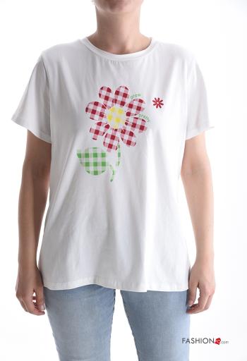 T-shirt in Cotone maniche corte girocollo Fantasia stampata