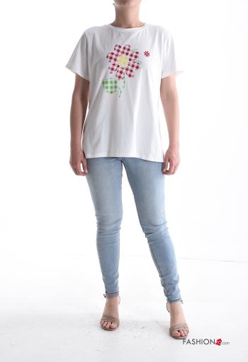 T-shirt in Cotone maniche corte girocollo Fantasia stampata - ph 5