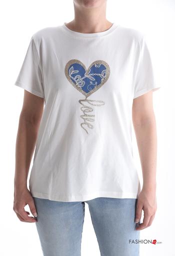 T-shirt in Cotone maniche corte girocollo Fantasia cuore