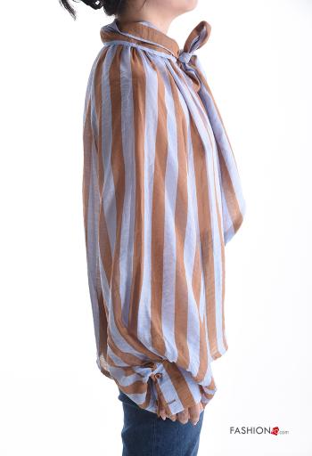 Blusa manga extra larga a rayas con lazo - ph 3