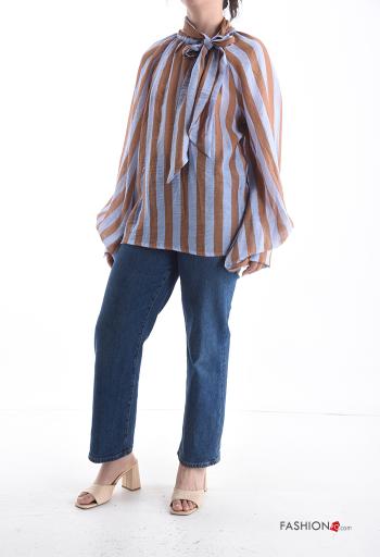 Blusa manga extra larga a rayas con lazo - ph 5