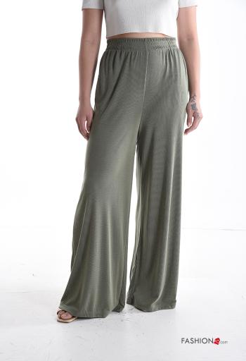 Chino wide leg lungo con tasche con elastico