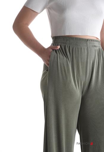 Chino wide leg lungo con tasche con elastico - ph 4
