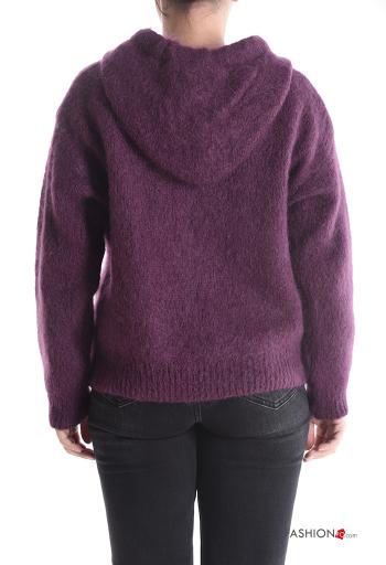 Cardigan in Mohair maniche lunghe con zip con cappuccio - ph 2