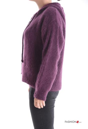 Cardigan in Mohair maniche lunghe con zip con cappuccio - ph 3