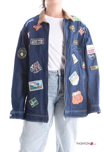 Giacca in Cotone maniche lunghe con colletto senza fodera con bottoni con tasche