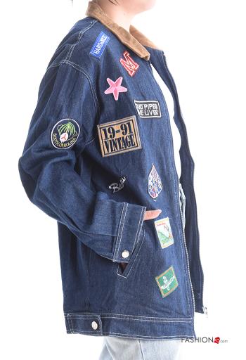 Giacca in Cotone maniche lunghe con colletto senza fodera con bottoni con tasche - ph 3