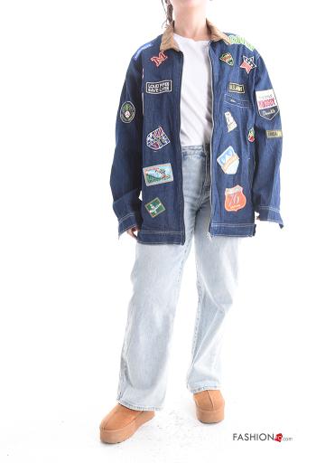 Giacca in Cotone maniche lunghe con colletto senza fodera con bottoni con tasche - ph 5