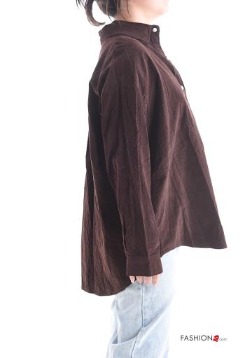 long sleeve with collar Velvet Shirt with buttons - ph 3