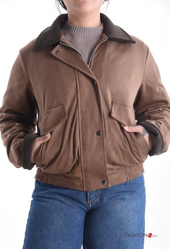 Blusão Bomber com gola com forro com fecho com bolsos com botões - ph 1