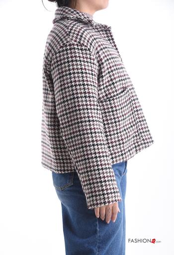 Blusão em Lã mista manga comprida com gola Pied de Poule com botões com bolsos com forro - ph 3