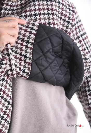 Blusão em Lã mista manga comprida com gola Pied de Poule com botões com bolsos com forro - ph 6