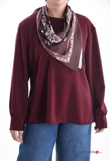 long sleeve crew neck Blouse with buttons with scarf - ph 1