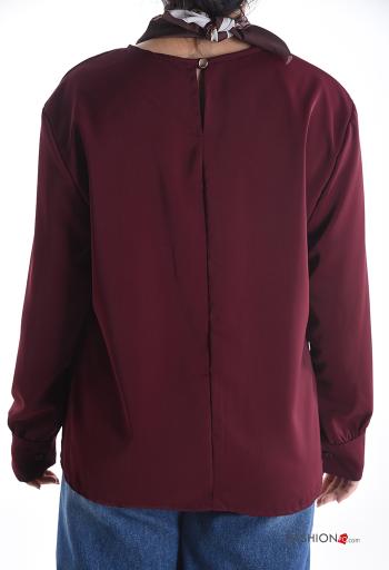 long sleeve crew neck Blouse with buttons with scarf - ph 2