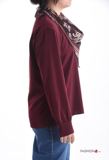 long sleeve crew neck Blouse with buttons with scarf - ph 3