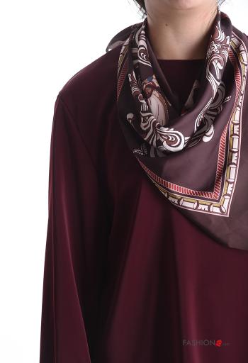 long sleeve crew neck Blouse with buttons with scarf - ph 4