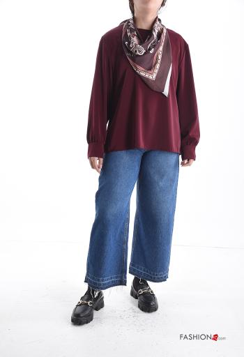 long sleeve crew neck Blouse with buttons with scarf - ph 5