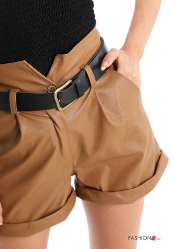 Shorts  with belt with pockets faux leather - ph 4