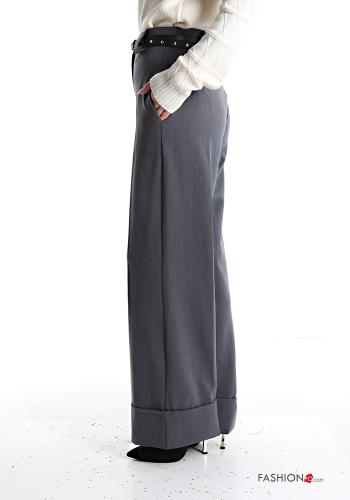 Pantalone wide leg con cintura con tasche - ph 3