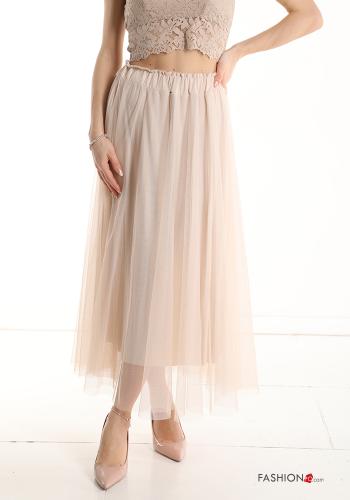 Saia Longuette manga em tule com elástico - ph 1