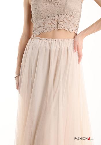 Saia Longuette manga em tule com elástico - ph 4