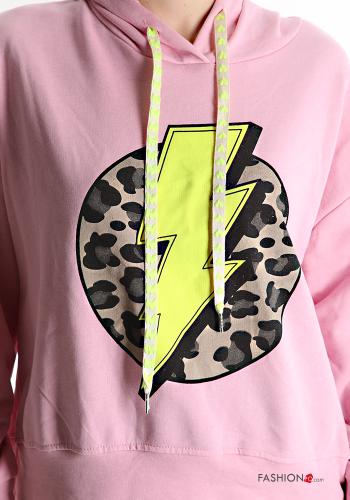 Patterned Cotton Sweatshirt with hood - ph 4
