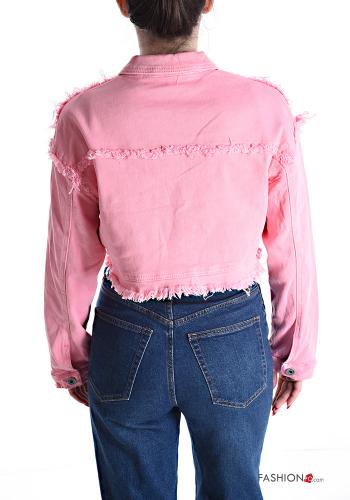 Giacca in Cotone denim con tasche con bottoni con frange - ph 2