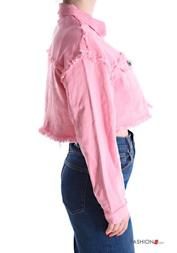 Giacca in Cotone denim con tasche con bottoni con frange - ph 3