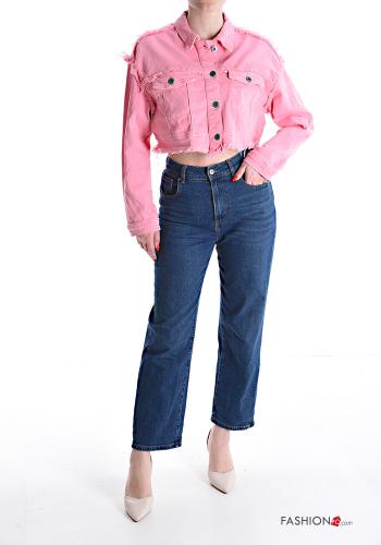Giacca in Cotone denim con tasche con bottoni con frange - ph 5
