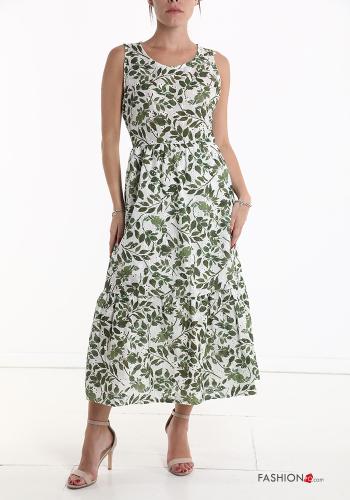 Vestido Sin Mangas de Algodón espalda descubierta de línea evasé Estampado de hojas bordado inglés - ph 1