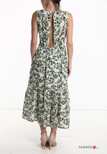 Vestido Sin Mangas de Algodón espalda descubierta de línea evasé Estampado de hojas bordado inglés - ph 2