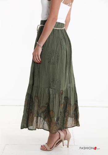 Gonna in Cotone Longuette Fantasia stampata con elastico con balze con corda - ph 3