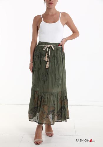 Gonna in Cotone Longuette Fantasia stampata con elastico con balze con corda - ph 5