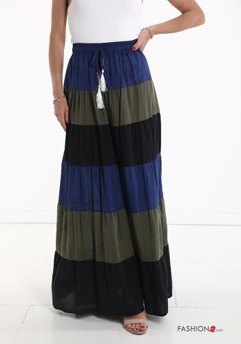 Gonna in Cotone Longuette Fantasia righe con elastico con balze con coulisse - ph 1