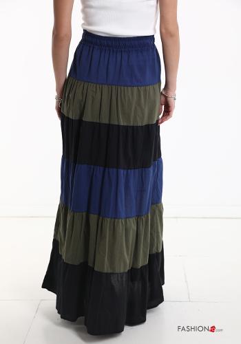 Gonna in Cotone Longuette Fantasia righe con elastico con balze con coulisse - ph 2