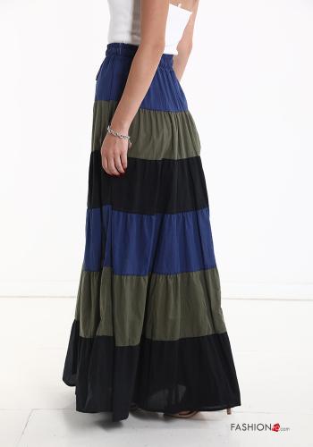 Gonna in Cotone Longuette Fantasia righe con elastico con balze con coulisse - ph 3