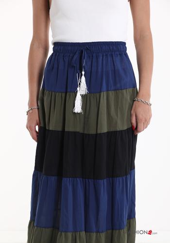 Gonna in Cotone Longuette Fantasia righe con elastico con balze con coulisse - ph 4