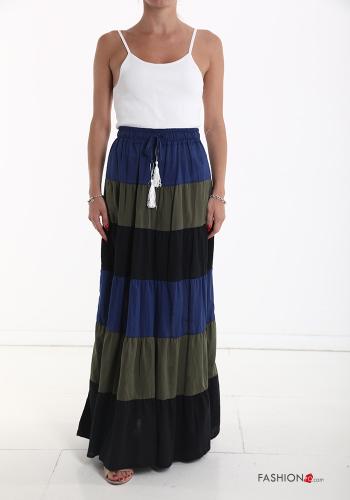 Gonna in Cotone Longuette Fantasia righe con elastico con balze con coulisse - ph 5