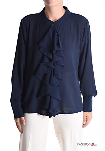 Chemise manches longues chiffon à volants à boutons - ph 1