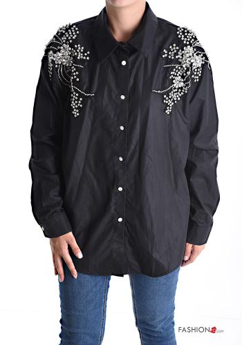 Camicia in Cotone con bottoni a collo alto con strass - ph 1