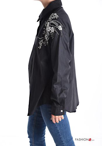 Camicia in Cotone con bottoni a collo alto con strass - ph 3