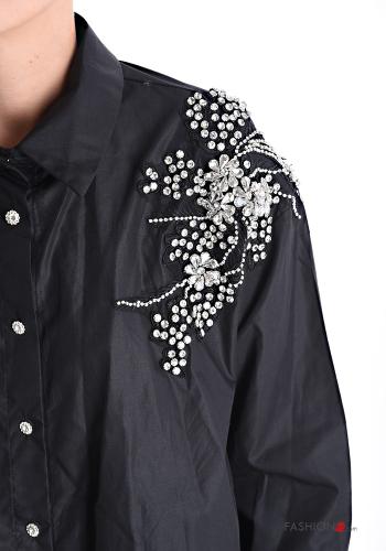 Camicia in Cotone con bottoni a collo alto con strass - ph 4