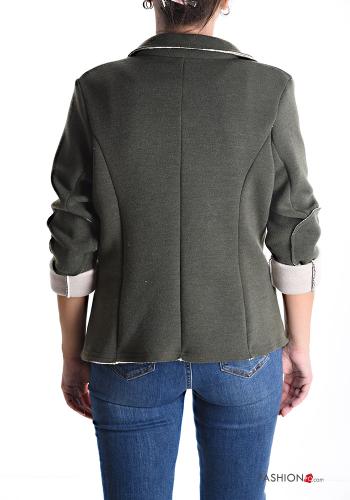 Veste manches longues au bord brut avec poches sans doublure à boutons - ph 2