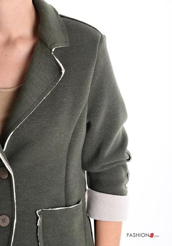 Veste manches longues au bord brut avec poches sans doublure à boutons - ph 4