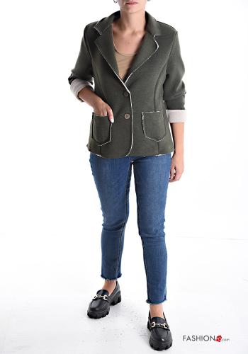 Veste manches longues au bord brut avec poches sans doublure à boutons - ph 5