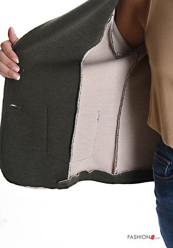 Veste manches longues au bord brut avec poches sans doublure à boutons - ph 6